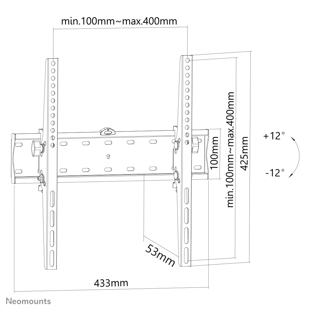Neomounts FPMA-W350BLACK Support pour écran mural 32-55" - inclinable
